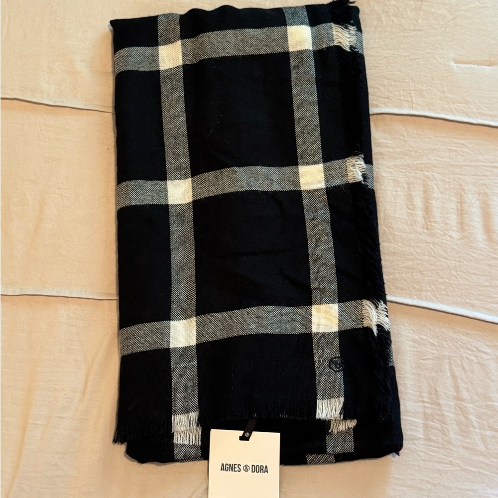 Agnes & Dora Black and Ivory Window Pane Scarf